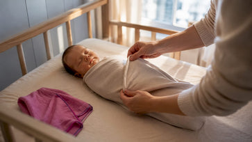 Ouder wikkelt zijn baby veilig in een doek