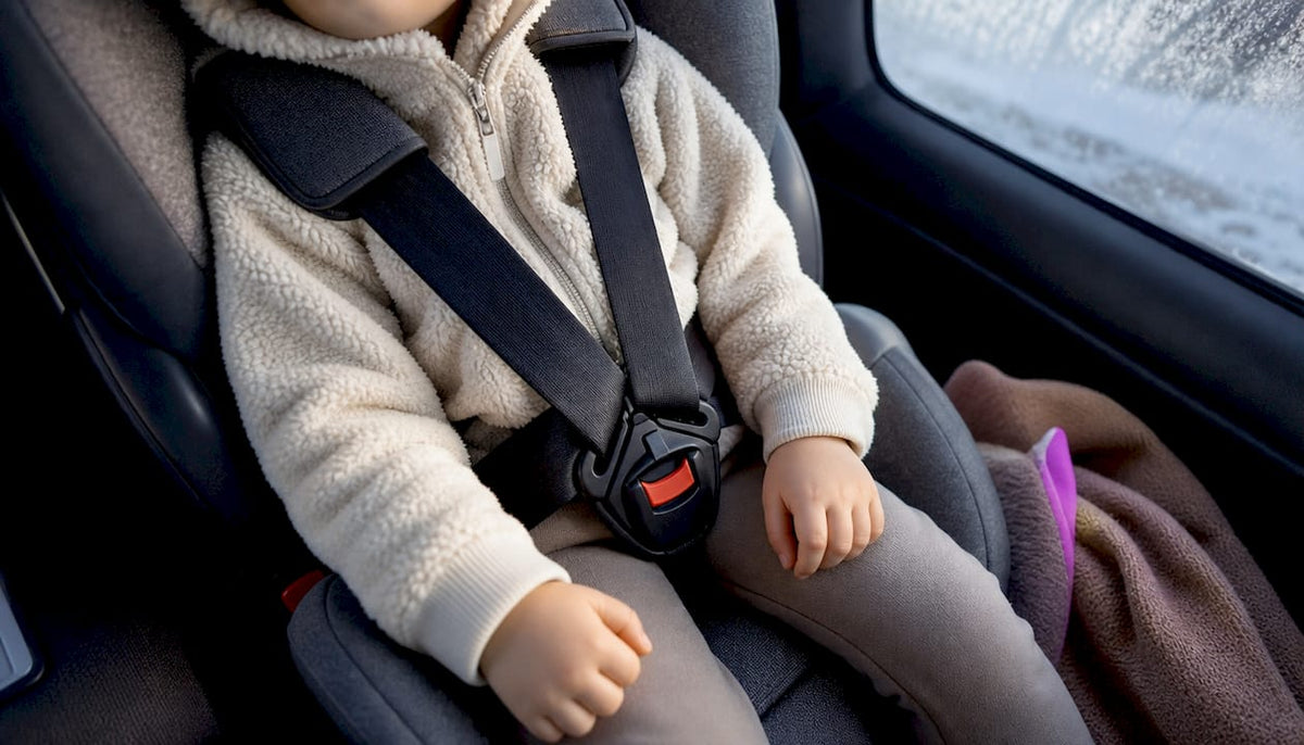 Kind veilig en warm vast in de autostoel