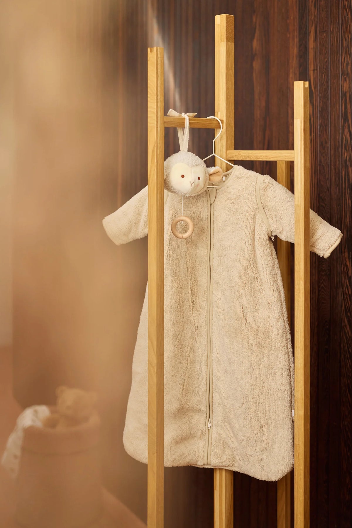 Slaapzak met afristbare mouw - Fluffy - Sand- 60 cm