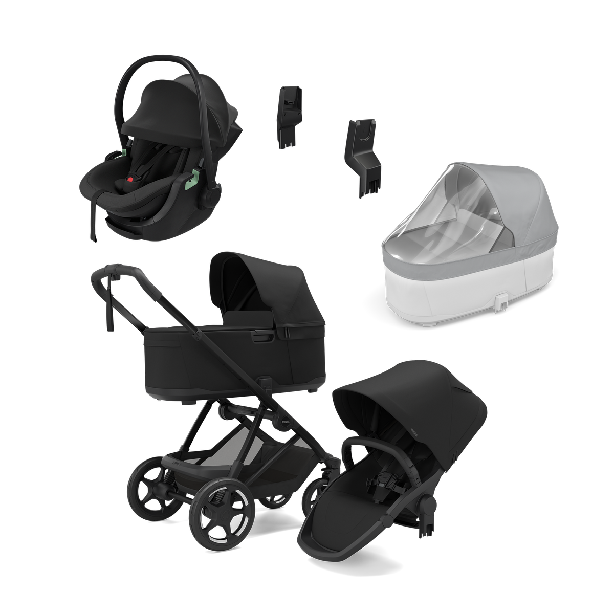 Thule Charm 2 in 1 + Thule Maple pasgeborene bundel Black