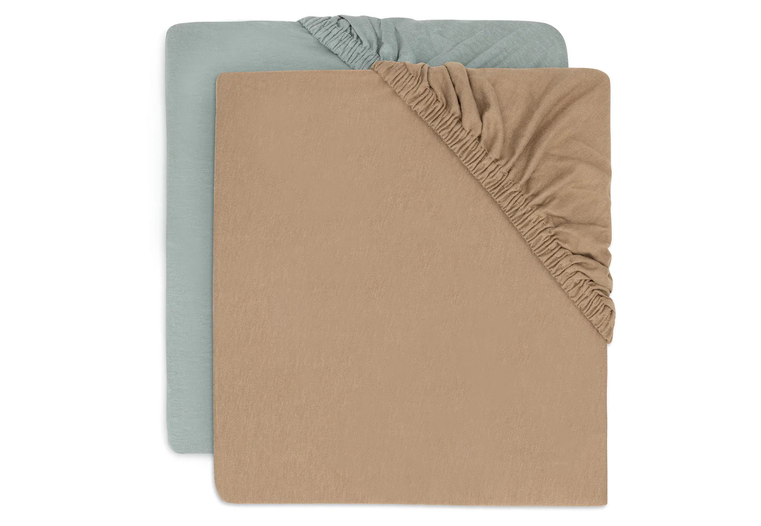 Hoeslaken - Jersey - 2 Stuks- Sea Green/Biscuit
