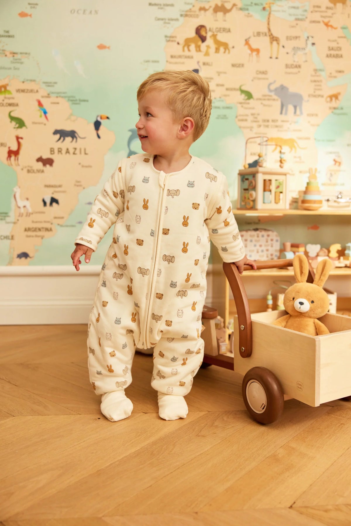 Slaapzak met Voeten en Afritsbare Mouwen – Jollies Sand - 80/86 cm