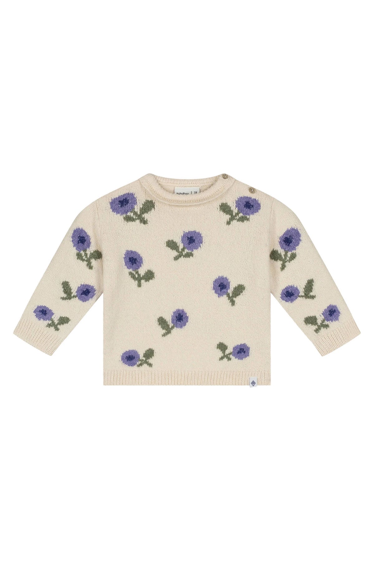 Gebreide Trui met Bloemen - Creme