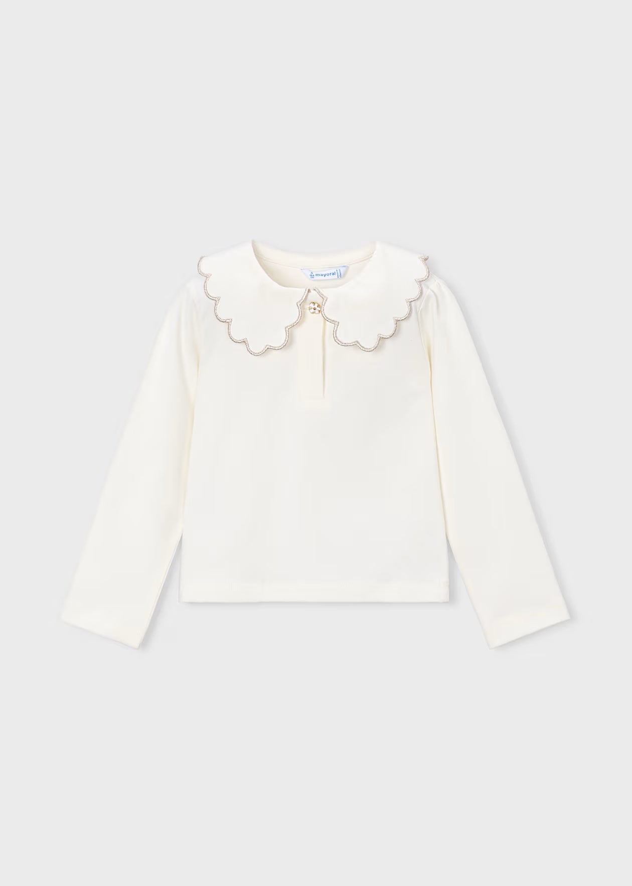 Basic girls' polo shirt with a Peter Pan collar