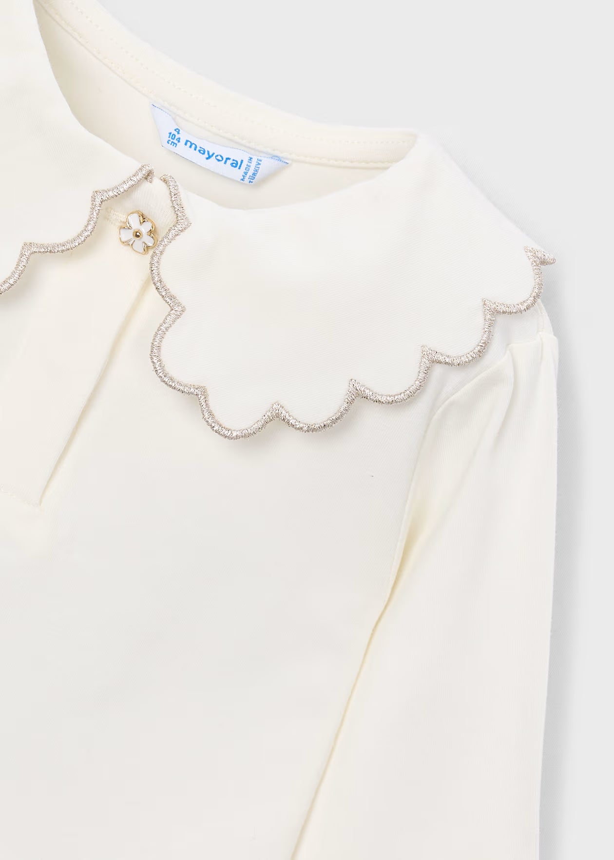 Basic girls' polo shirt with a Peter Pan collar