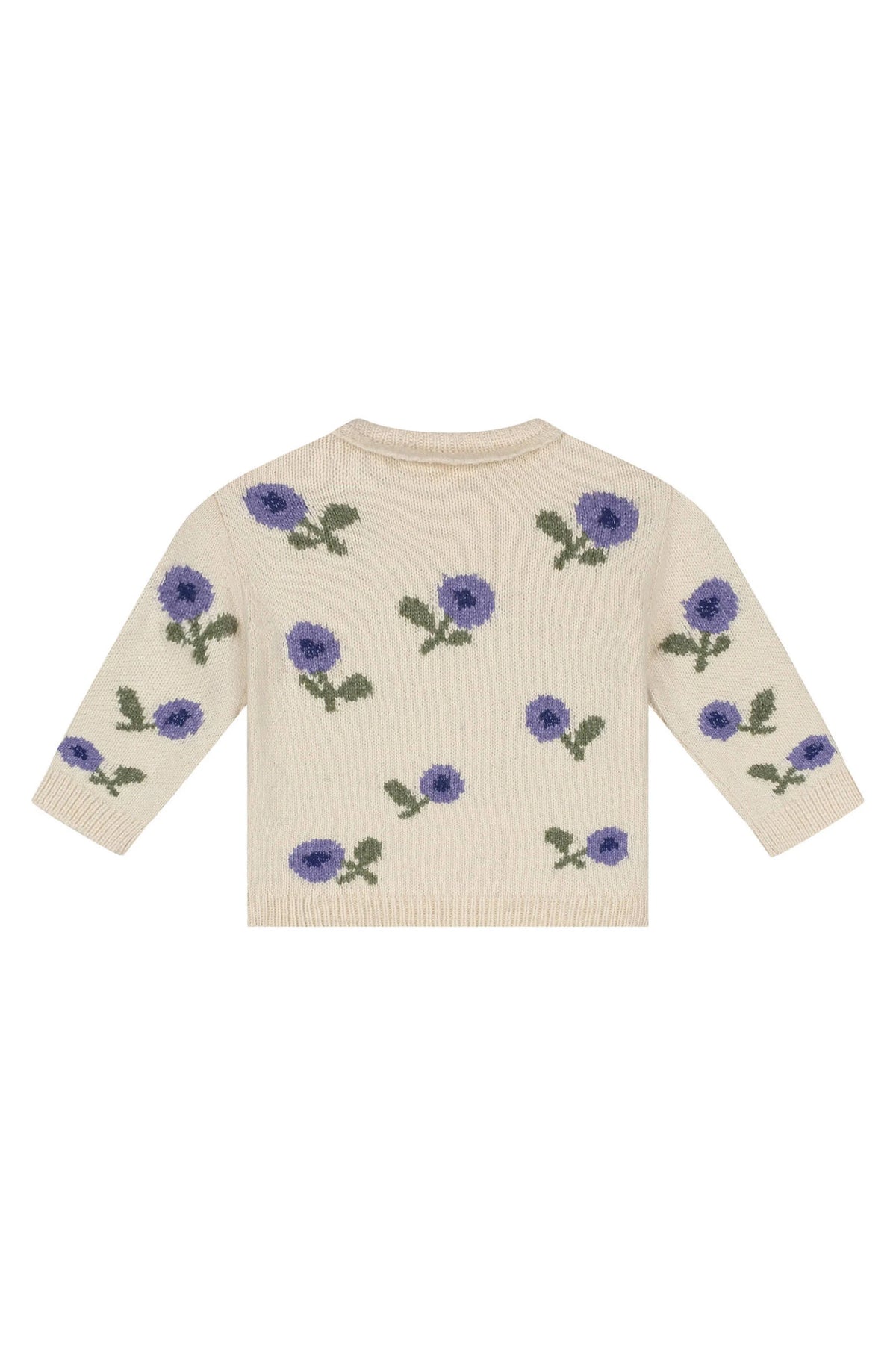Gebreide Trui met Bloemen - Creme