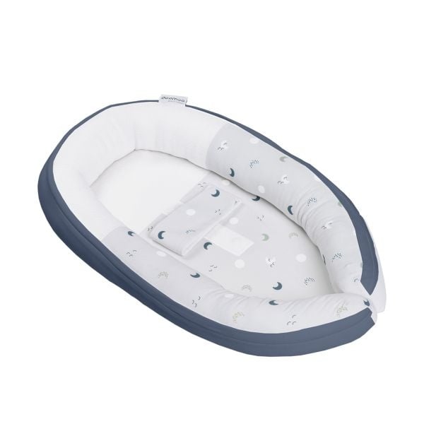 Doomoo Cocoon - Babynestje - Organisch Katoen - 74 x 46 cm - Blue Grey Moon