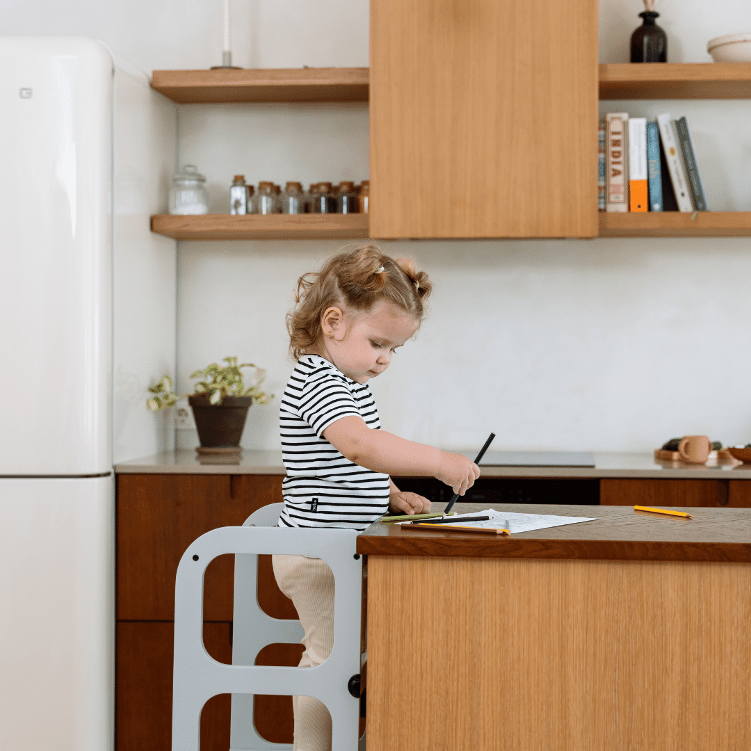Ette Tete STEP'n'SIT 2-in-1 Leertoren en Tafel met Steunpoten – Wit - Casteleyn