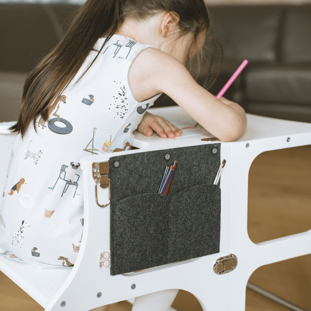 Ette Tete STEP'n'SIT 2-in-1 Leertoren en Tafel met Steunpoten – Wit - Casteleyn