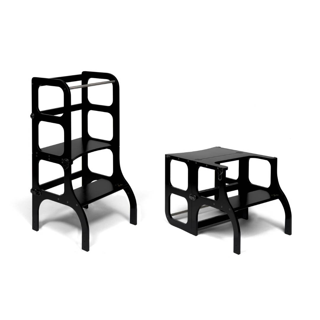 Ette Tete STEP'n'SIT 2-in-1 Leertoren en Tafel met Steunpoten – Zwart - Casteleyn