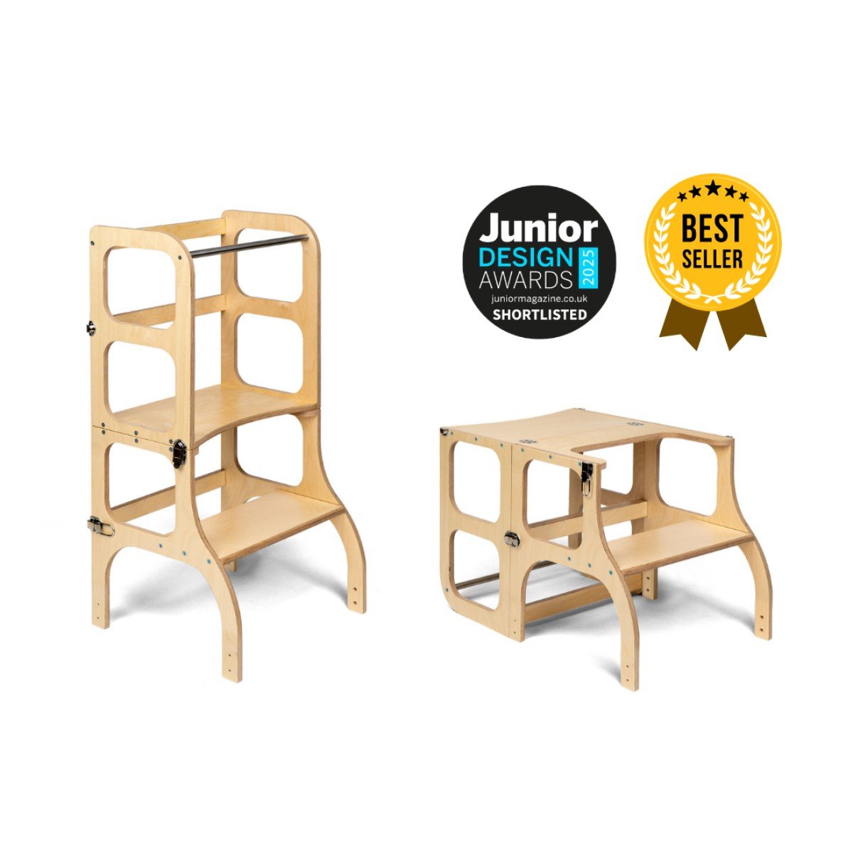 Ette Tete STEP'n'SIT 2-in-1 Leertoren en Tafel – Naturel Hout - Casteleyn