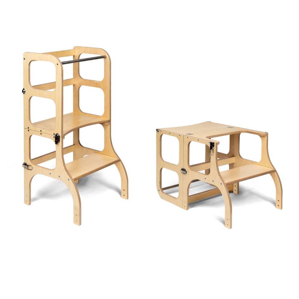 Ette Tete STEP'n'SIT 2-in-1 Leertoren en Tafel – Naturel Hout - Casteleyn
