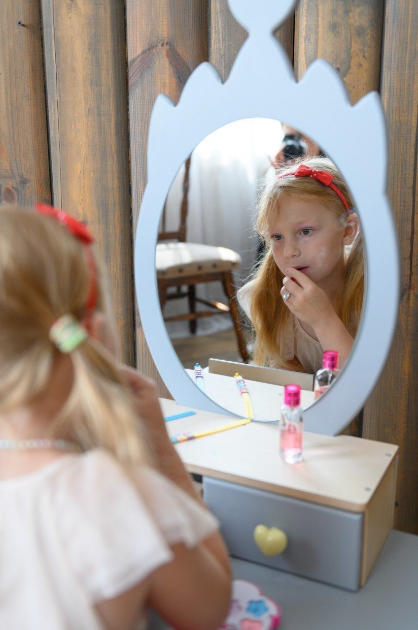 Family Prinsessen Kaptafel en Stoel met Spiegel – Kroon - Casteleyn