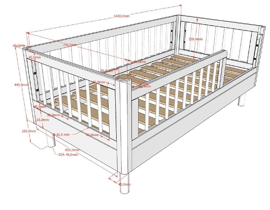 FORREST PEUTER BED 70X140 MASSIEF EIKEN - Casteleyn