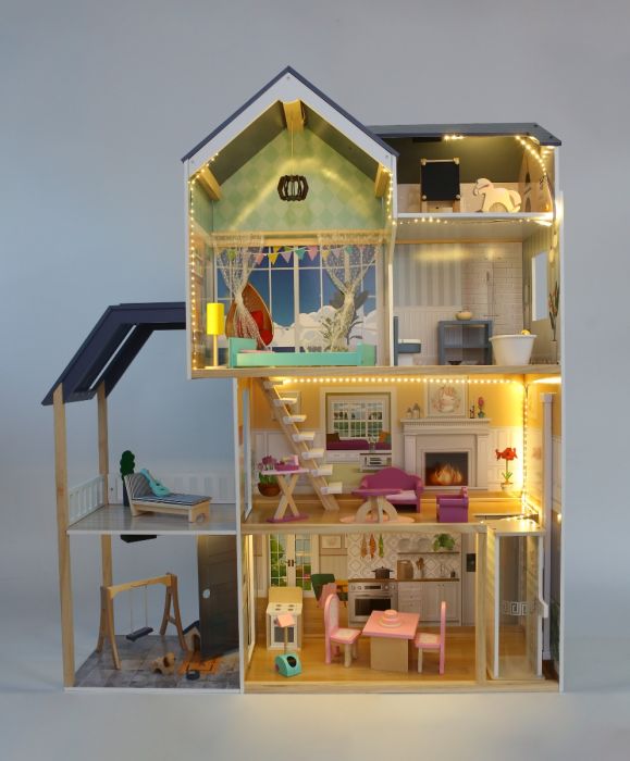 Gerardo's Toys Houten Poppenhuis Crystal met LED-verlichting - Casteleyn