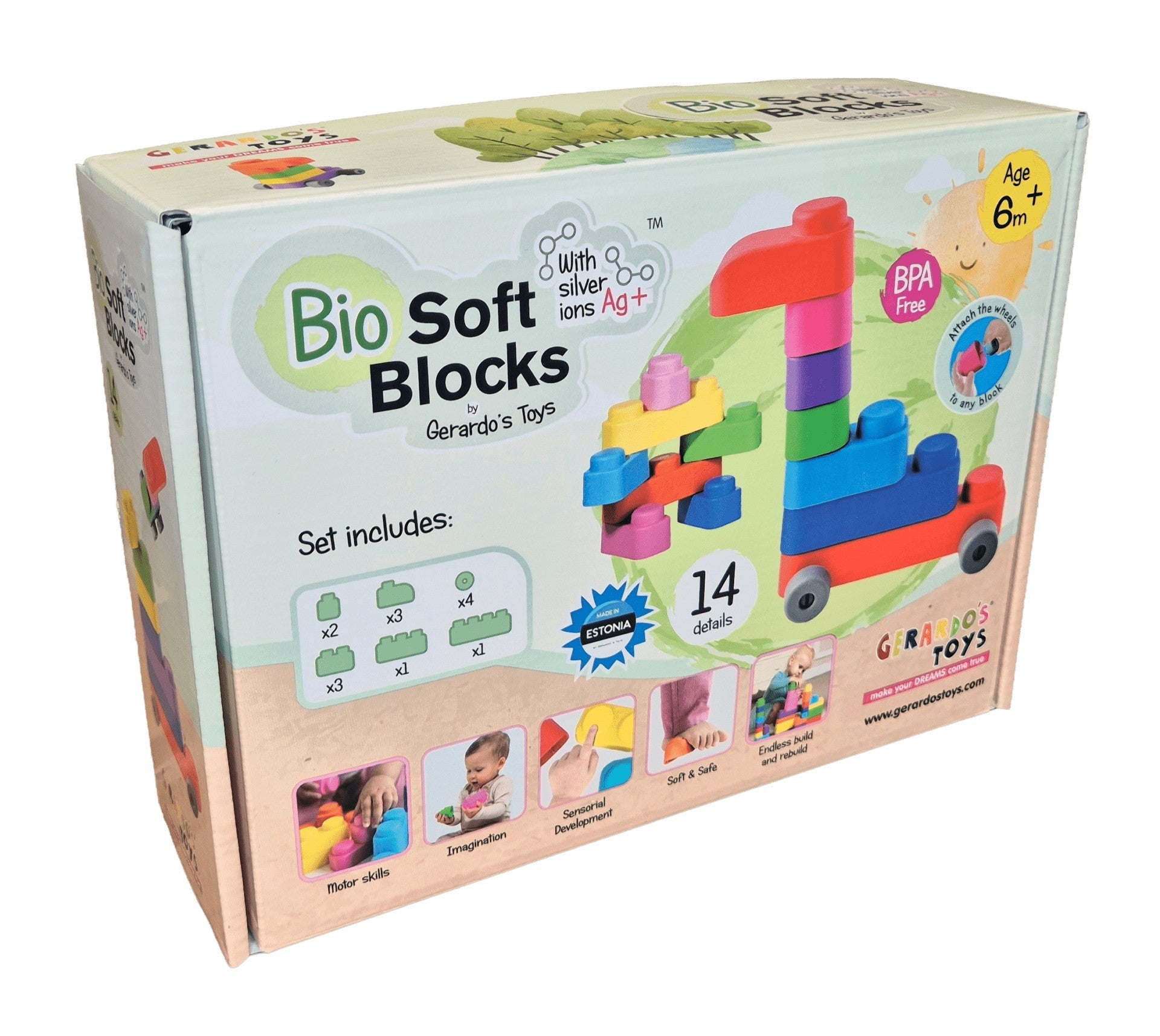 Gerardo's Toys Zachte Bouwblokken met Wielen – 14 stuks - Casteleyn
