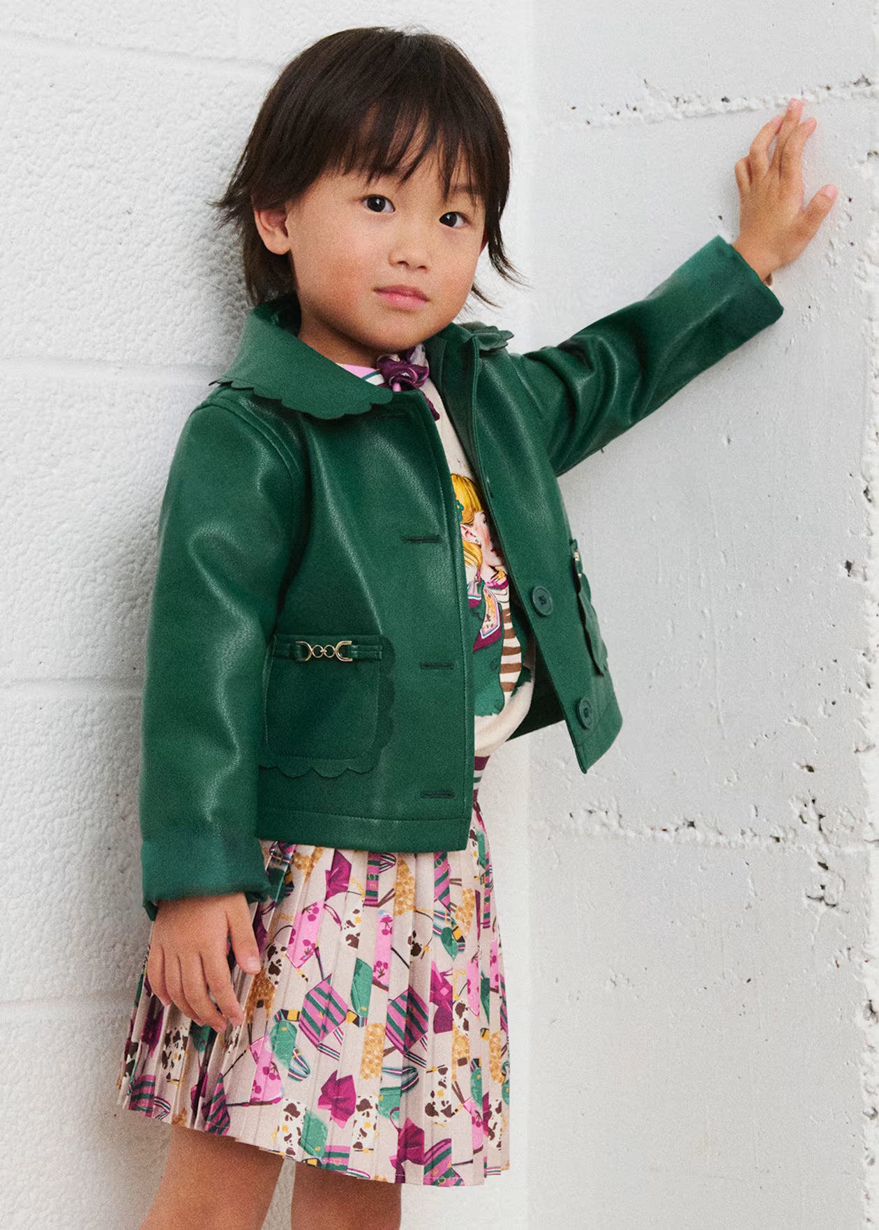 Girl print pleated skirt