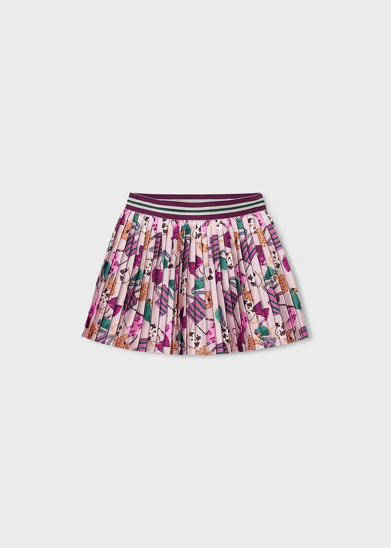 Girl print pleated skirt