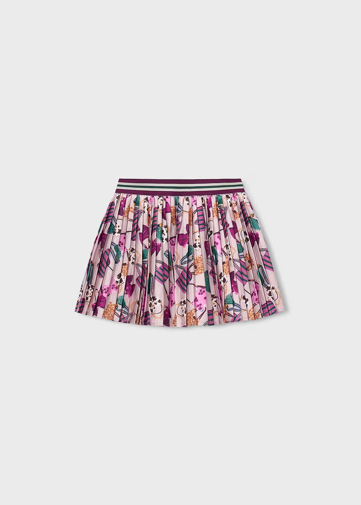 Girl print pleated skirt
