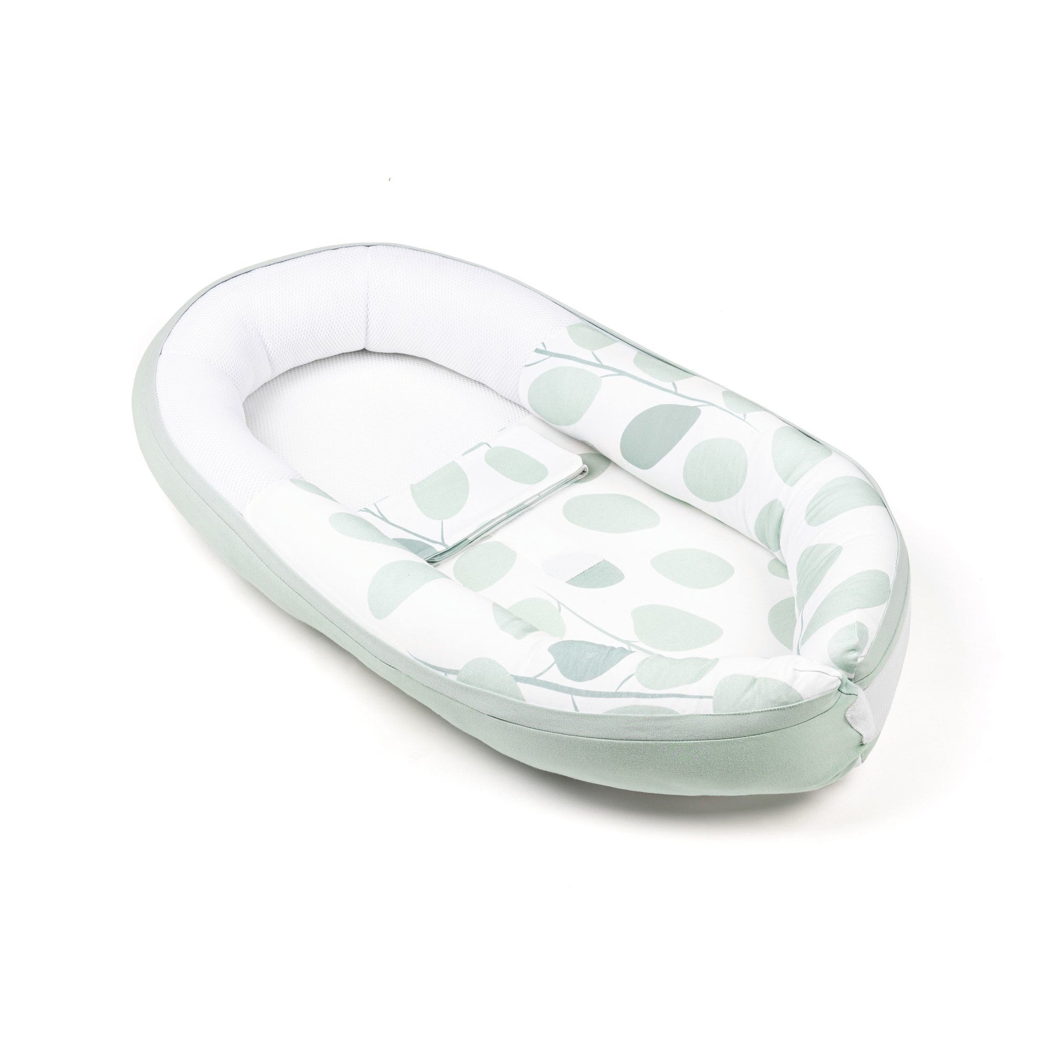 Doomoo Cocoon - Babynestje - Biologisch Katoen - 74 x 46 cm - Leaves Aqua Green