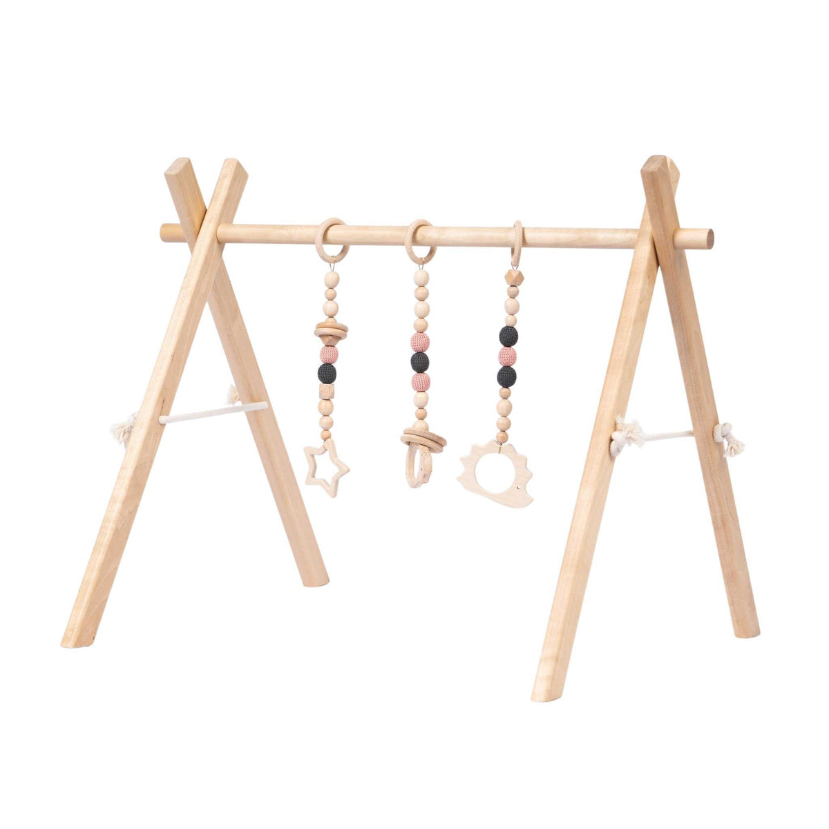 Wooden Baby Gym with Pink Toys