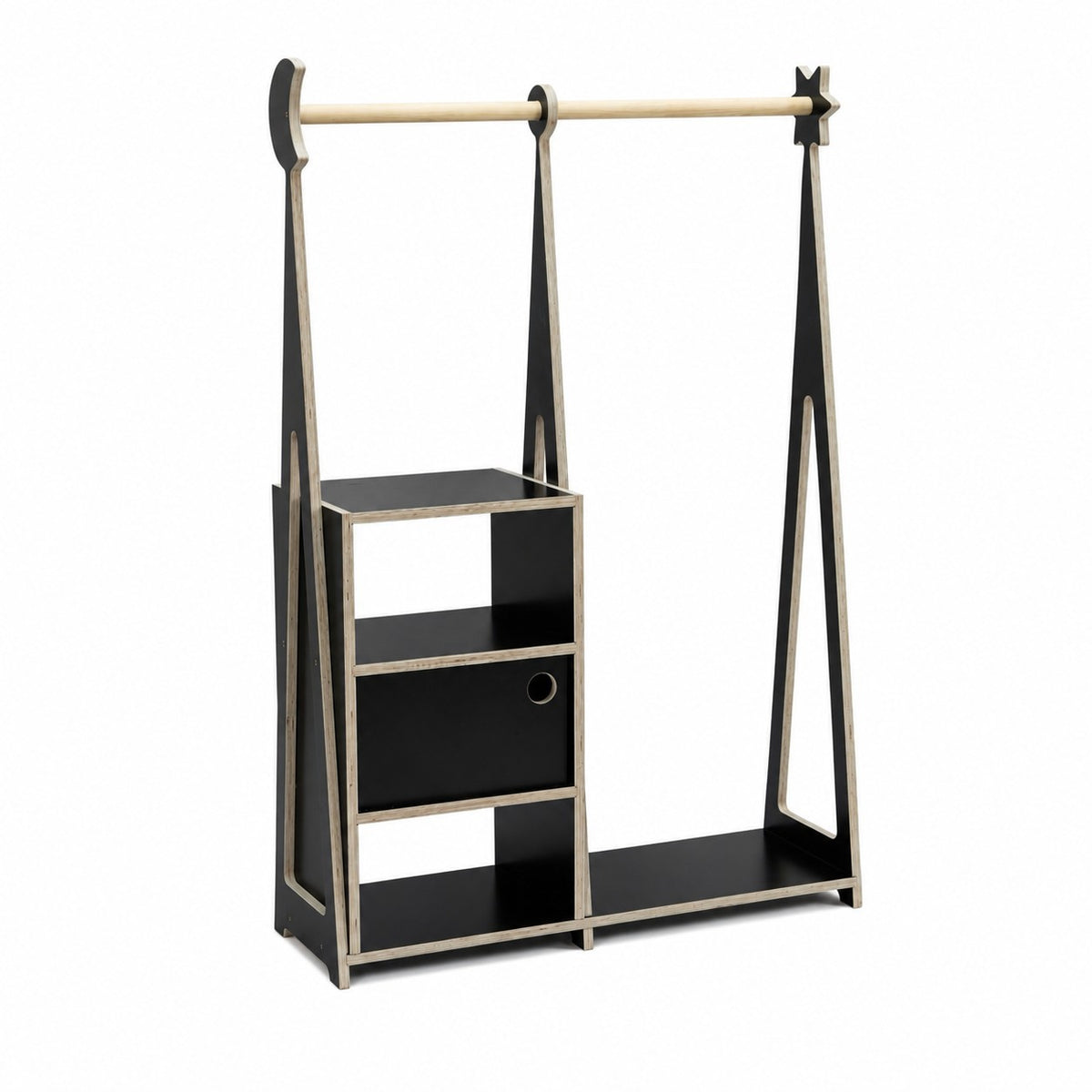 Montessori Wardrobe with Storage – Black