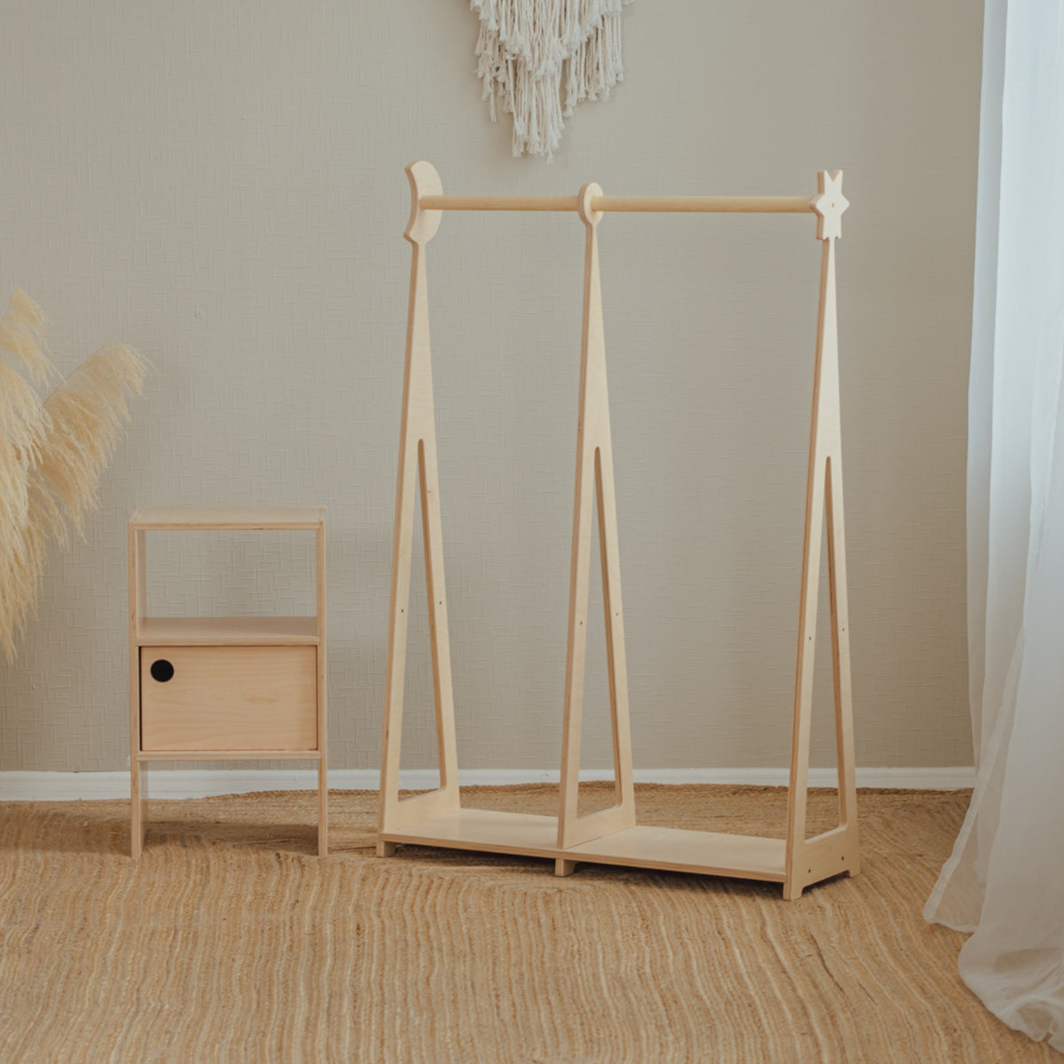 Montessori Wardrobe with Storage – Natural