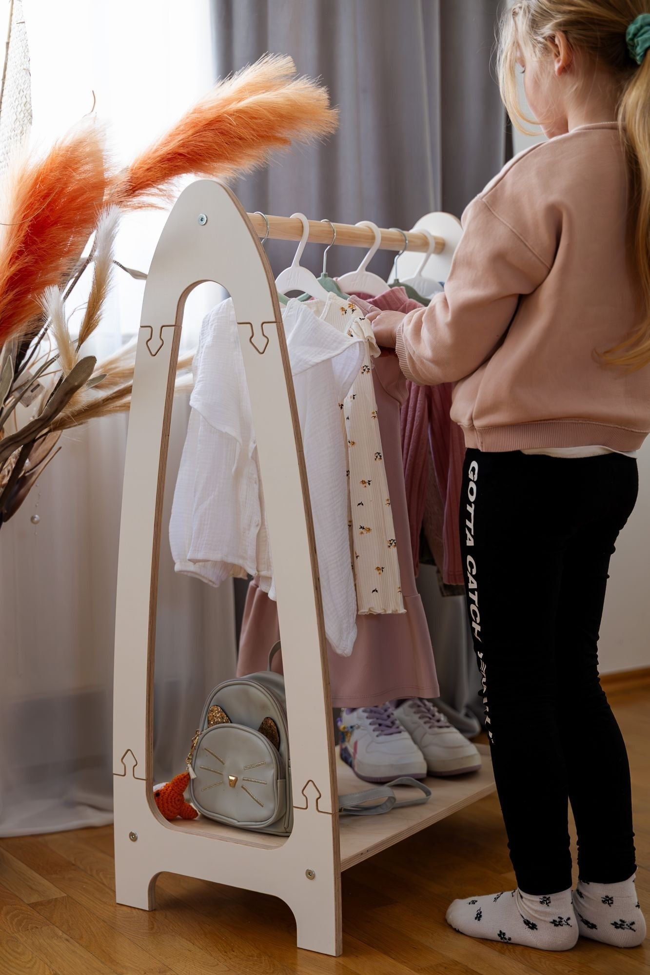 MeowBaby Kledingrek voor Kinderen met Boog – Klein, Wit - Casteleyn