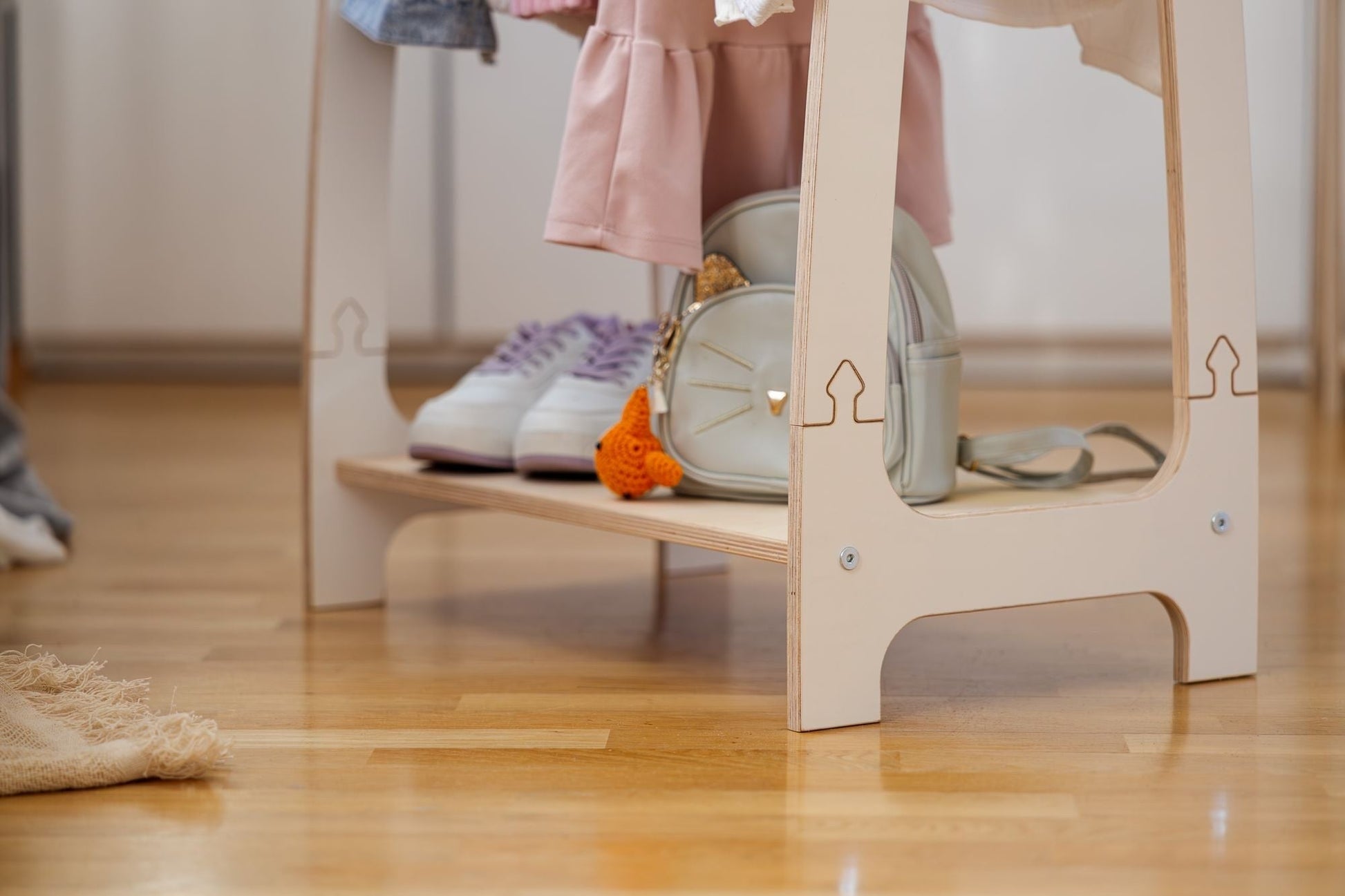 MeowBaby Kledingrek voor Kinderen met Boog – Klein, Wit - Casteleyn