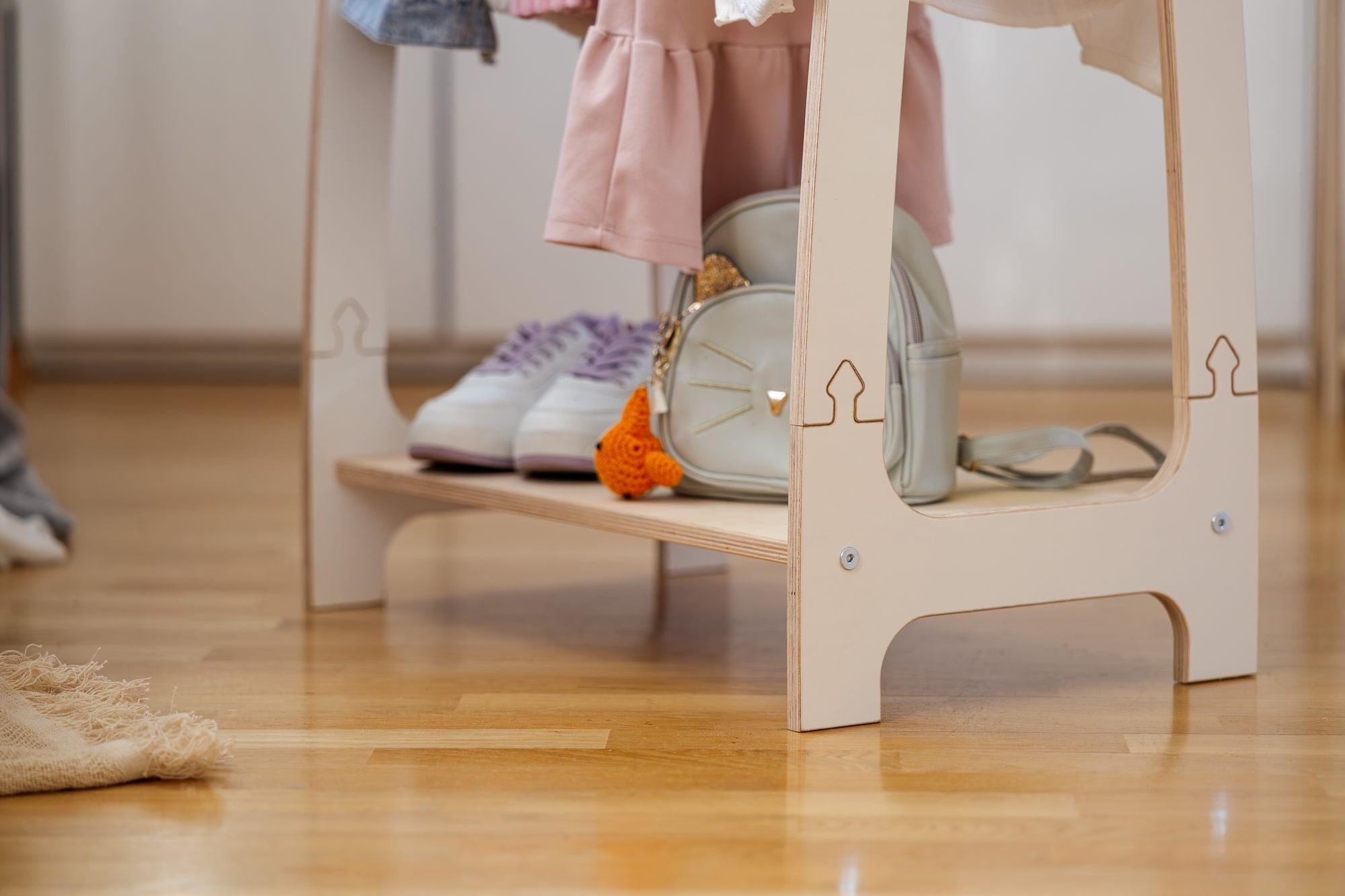 MeowBaby Kledingrek voor Kinderen met Boog – Klein, Wit - Casteleyn