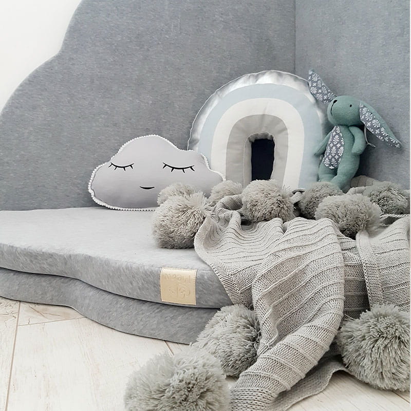 MeowBaby Speelmat Wolk – Lichtgrijs Velvet - Casteleyn