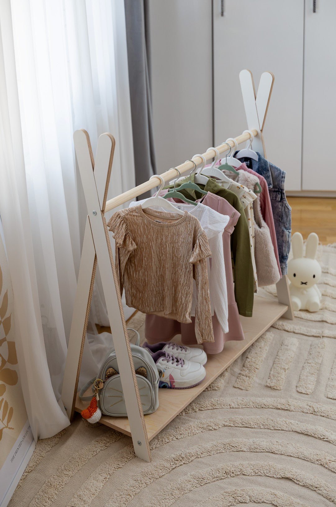 MeowBaby Tipi Kledingrek voor Kinderen – Groot, Wit - Casteleyn