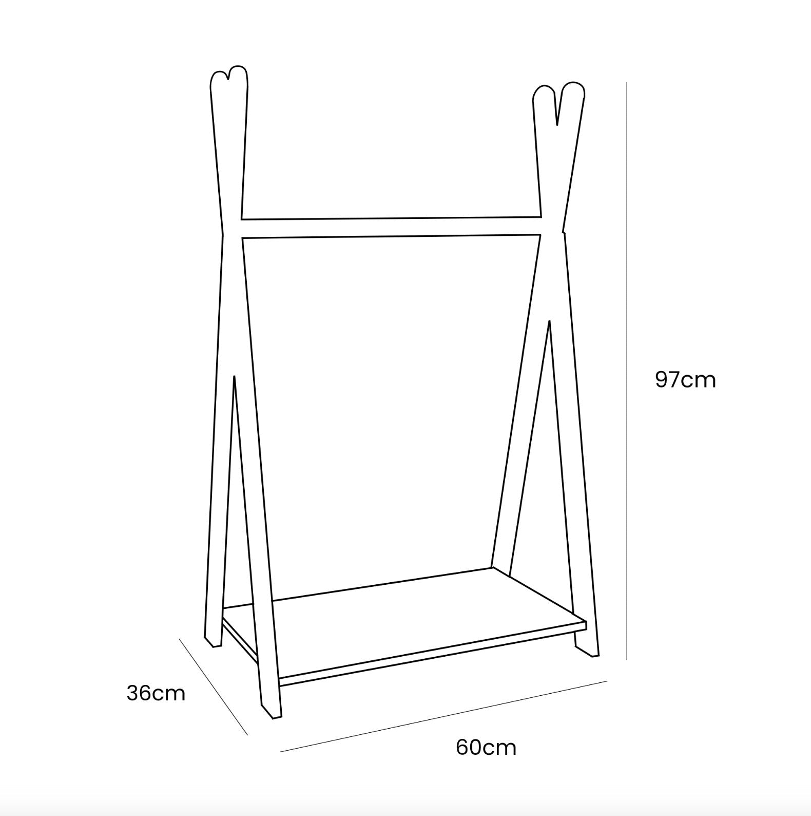 MeowBaby Tipi Kledingrek voor Kinderen – Klein, Wit - Casteleyn