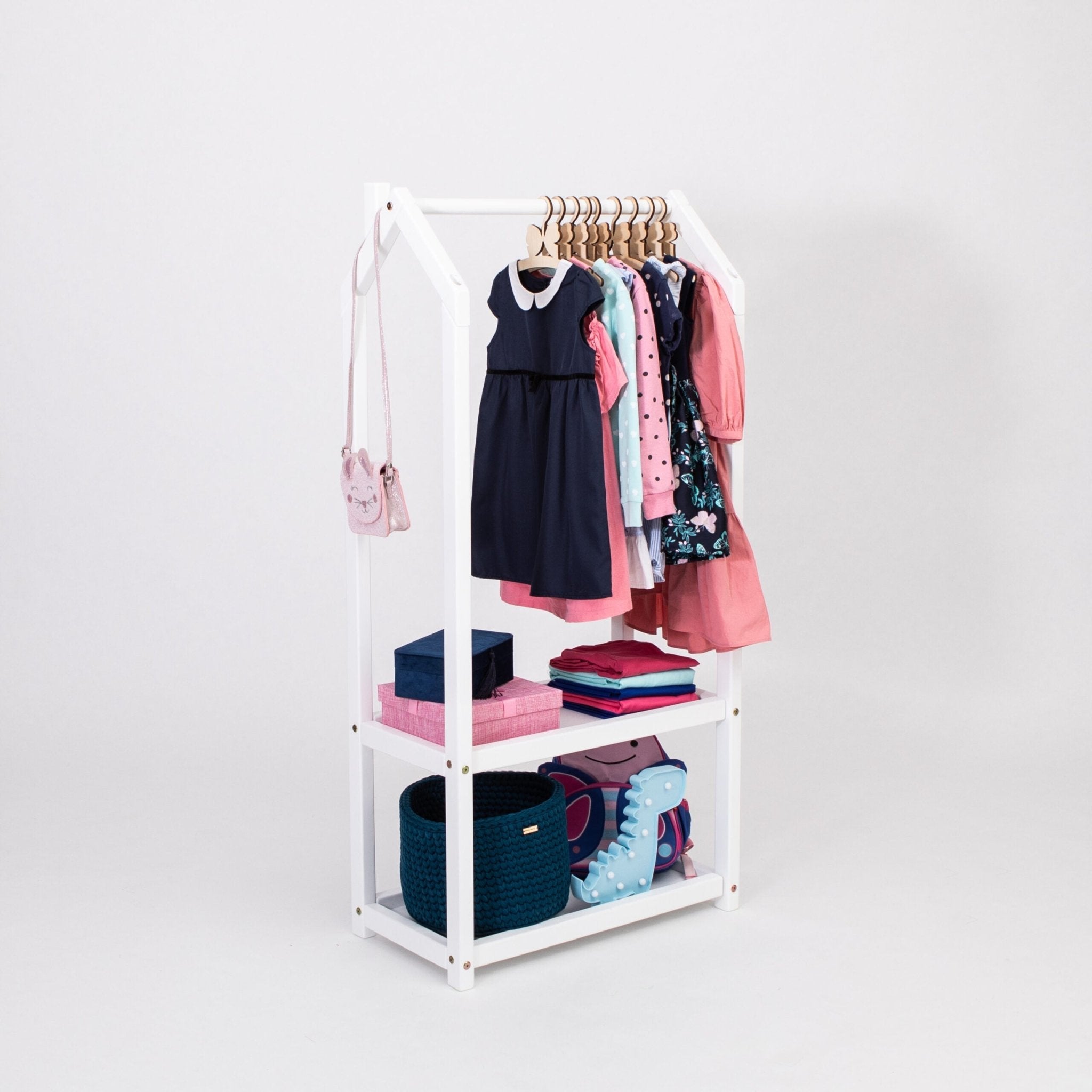 Montessori House Bed Huisvormig Kledingrek met Opbergruimte - Casteleyn