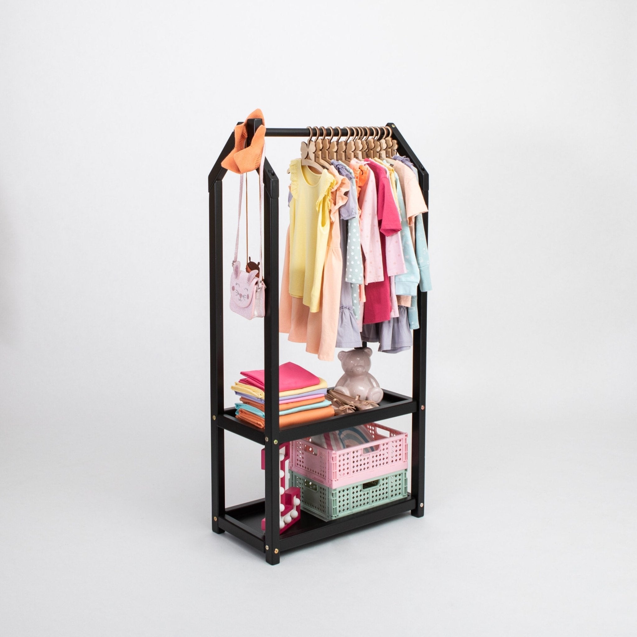 Montessori House Bed Huisvormig Kledingrek met Opbergruimte - Casteleyn