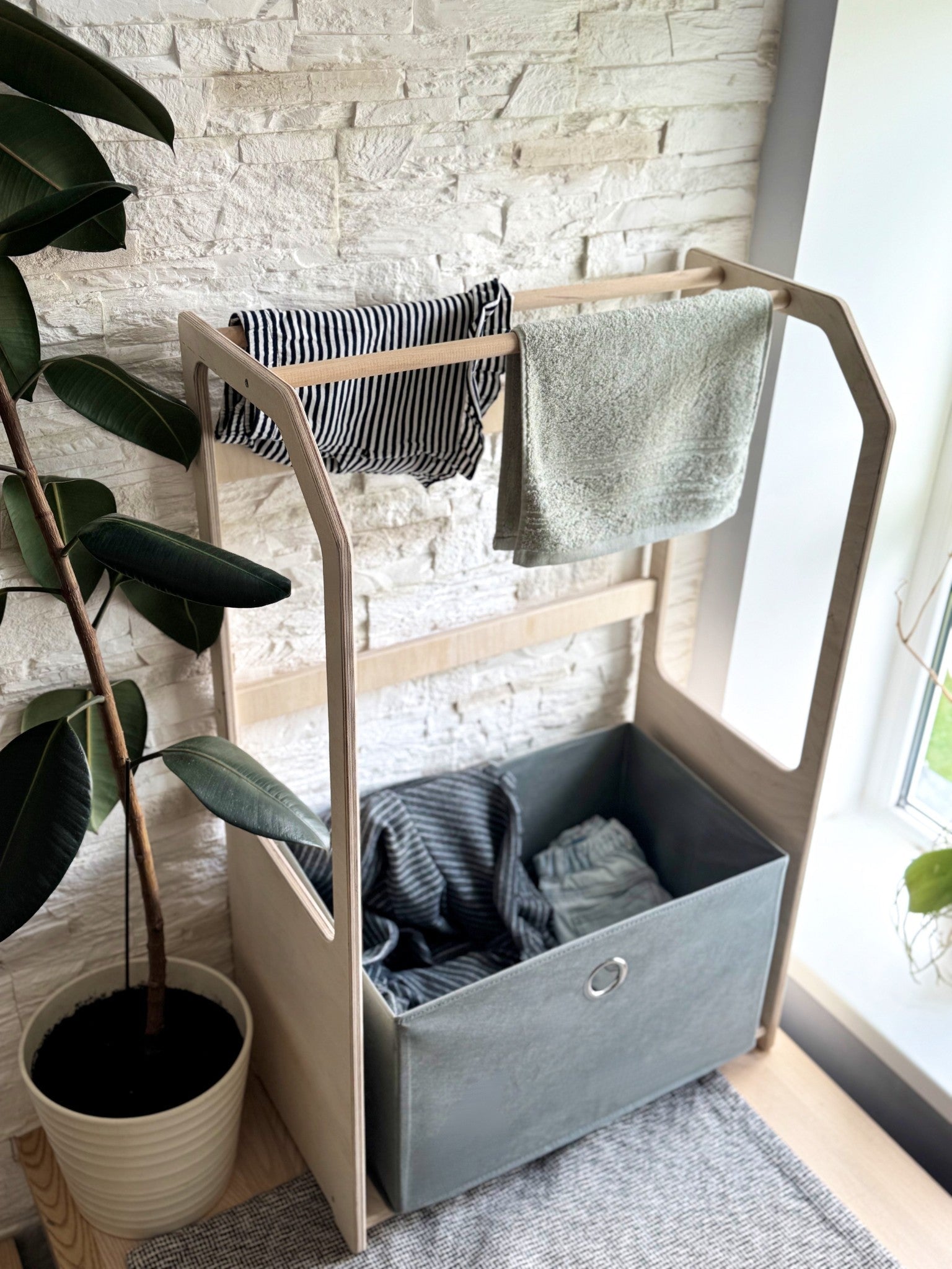 OakHill Montessori Houten Droogrek voor Kinderen met Wasmand - Casteleyn