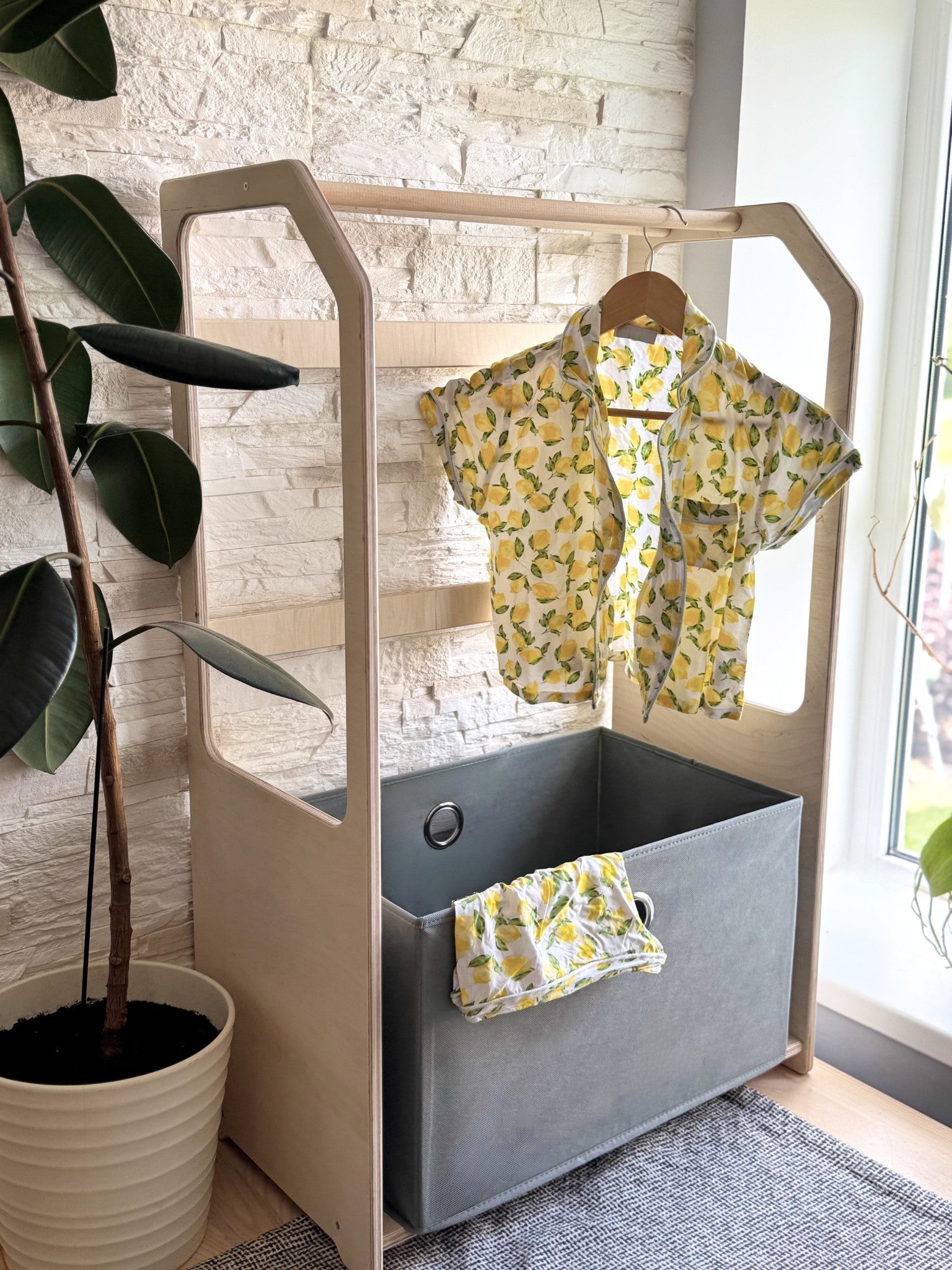 OakHill Montessori Houten Droogrek voor Kinderen met Wasmand - Casteleyn
