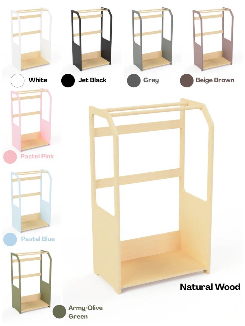 OakHill Montessori Houten Droogrek voor Kinderen met Wasmand – Beige - Casteleyn