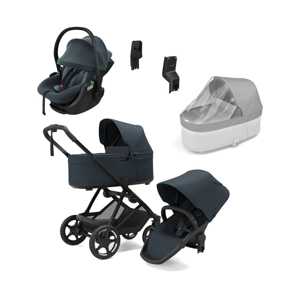 Thule Charm 2 in 1 + Thule Maple pasgeborene bundel Darkest Blue - Casteleyn