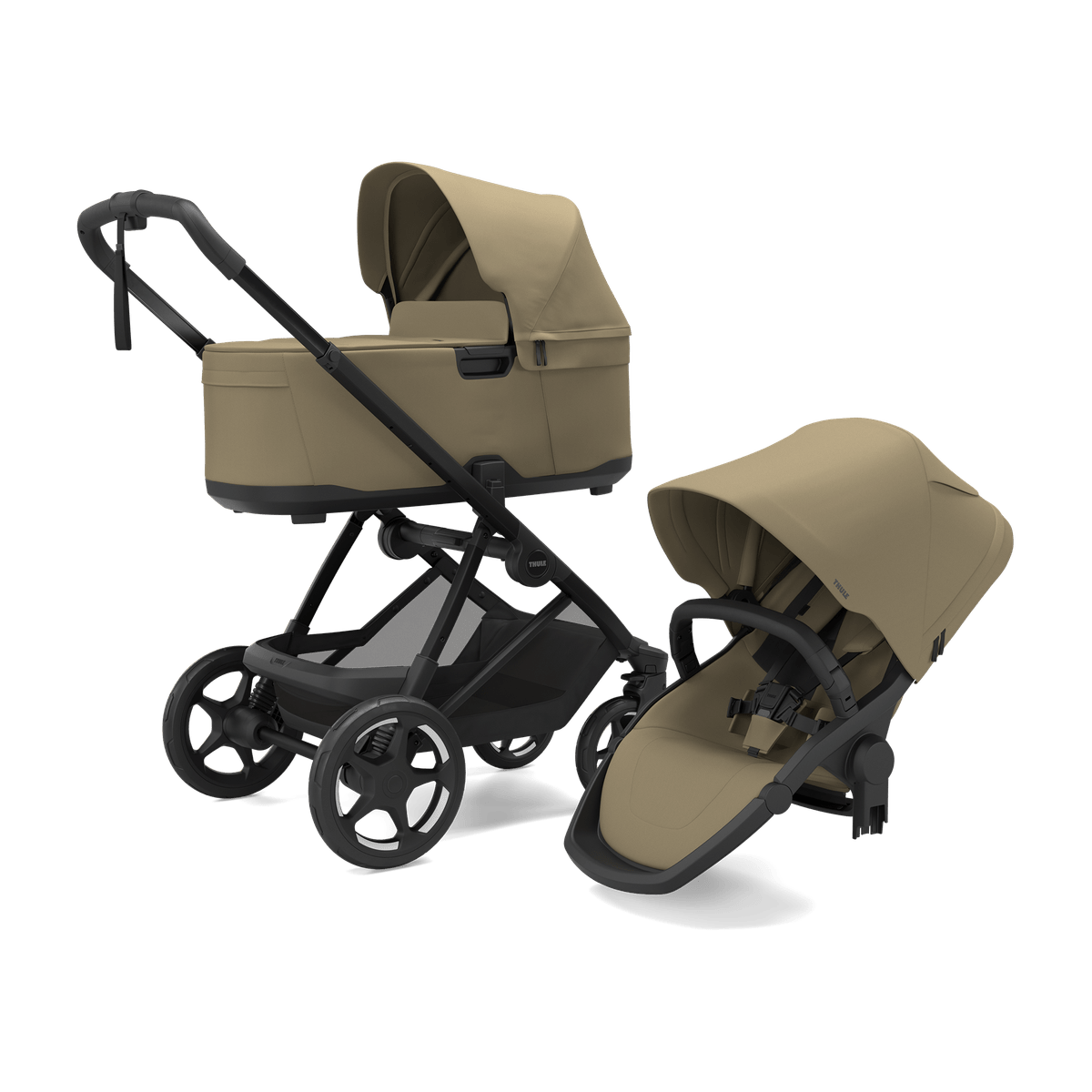Thule Charm 2 in 1 + Thule Maple pasgeborene bundel Faded Khaki - Casteleyn