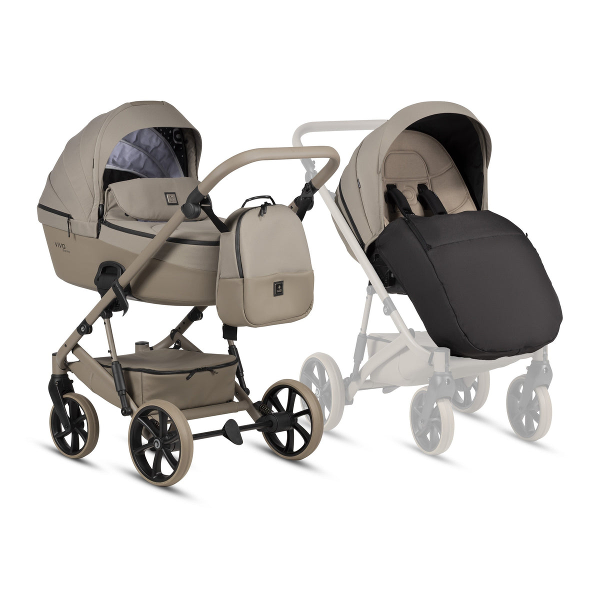 Tutis Viva 6+ Essential 2-in-1 Kinderwagen – Warm Grey - Casteleyn