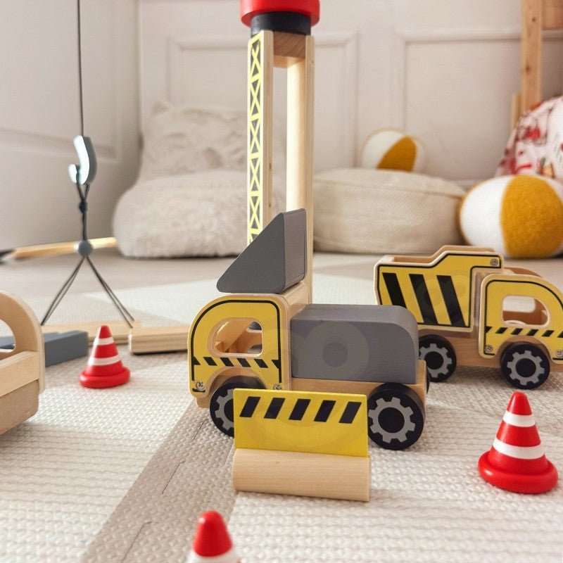 Woopie Houten Bouwplaats met Kraan en Voertuigen 5-in-1 - Casteleyn