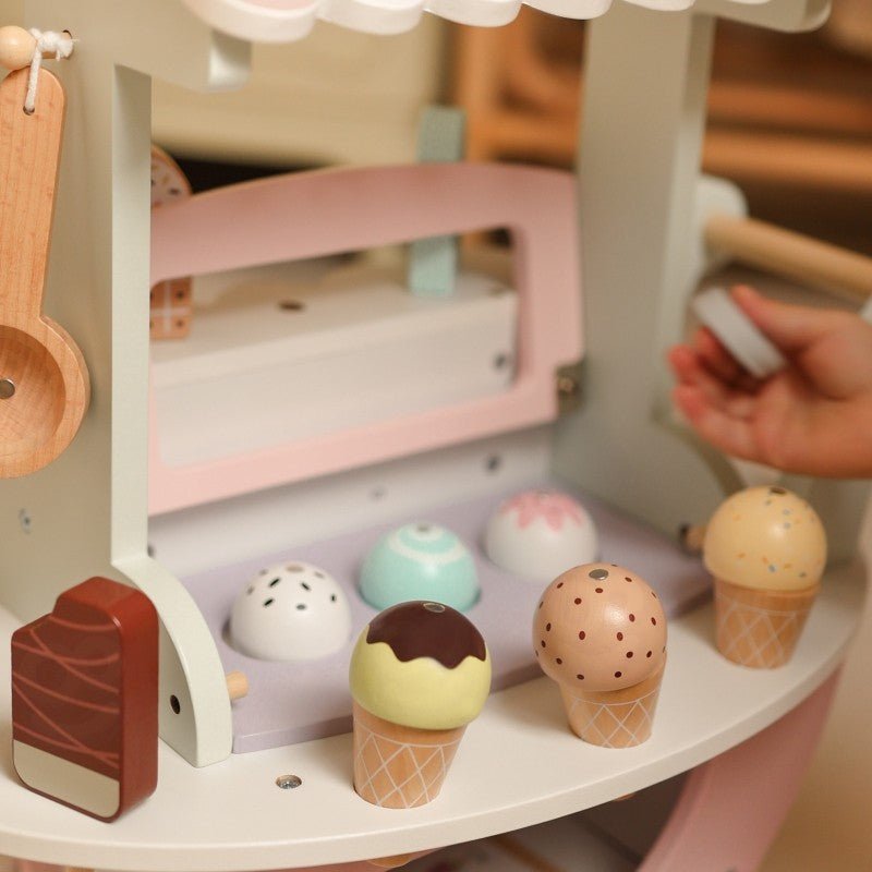 Woopie Houten IJscokar XXL 3-in-1 – IJswinkel, Snoepwinkel & Minimarkt - Casteleyn