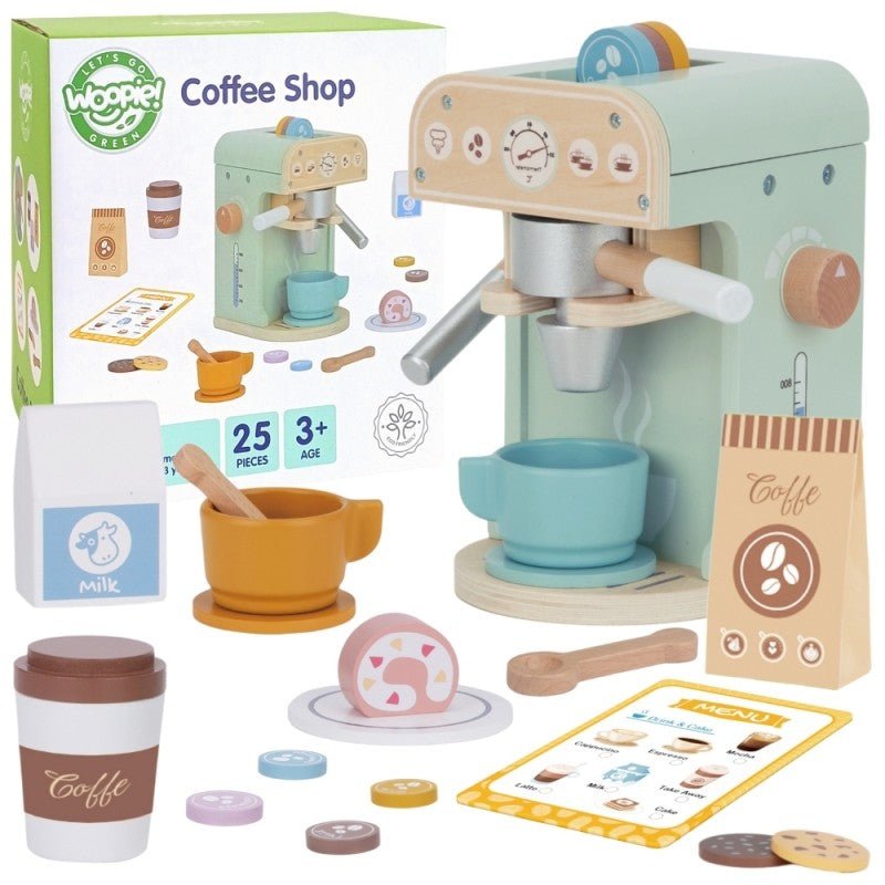 Woopie Houten Koffiezetapparaat Speelset – 25-delige Barista Set - Casteleyn